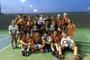 Varsity tennis wins District, moves on to Regionals. Photo courtesy of T. Dalrymple.