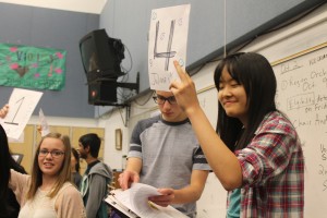 Sophie Mathieu '16 and Juliana Kim '16 participate in a game. 