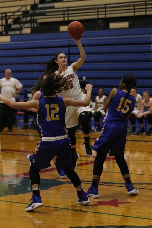 Danielle Davalos 19 jumps past the Anderson defenders.