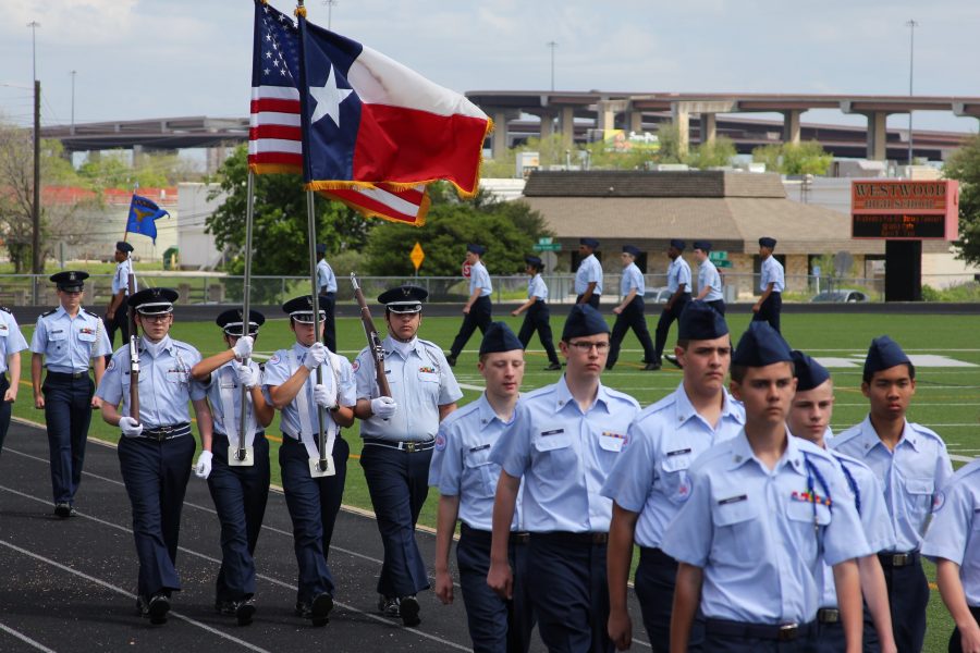 The+TX-861st+performs+their+parade.