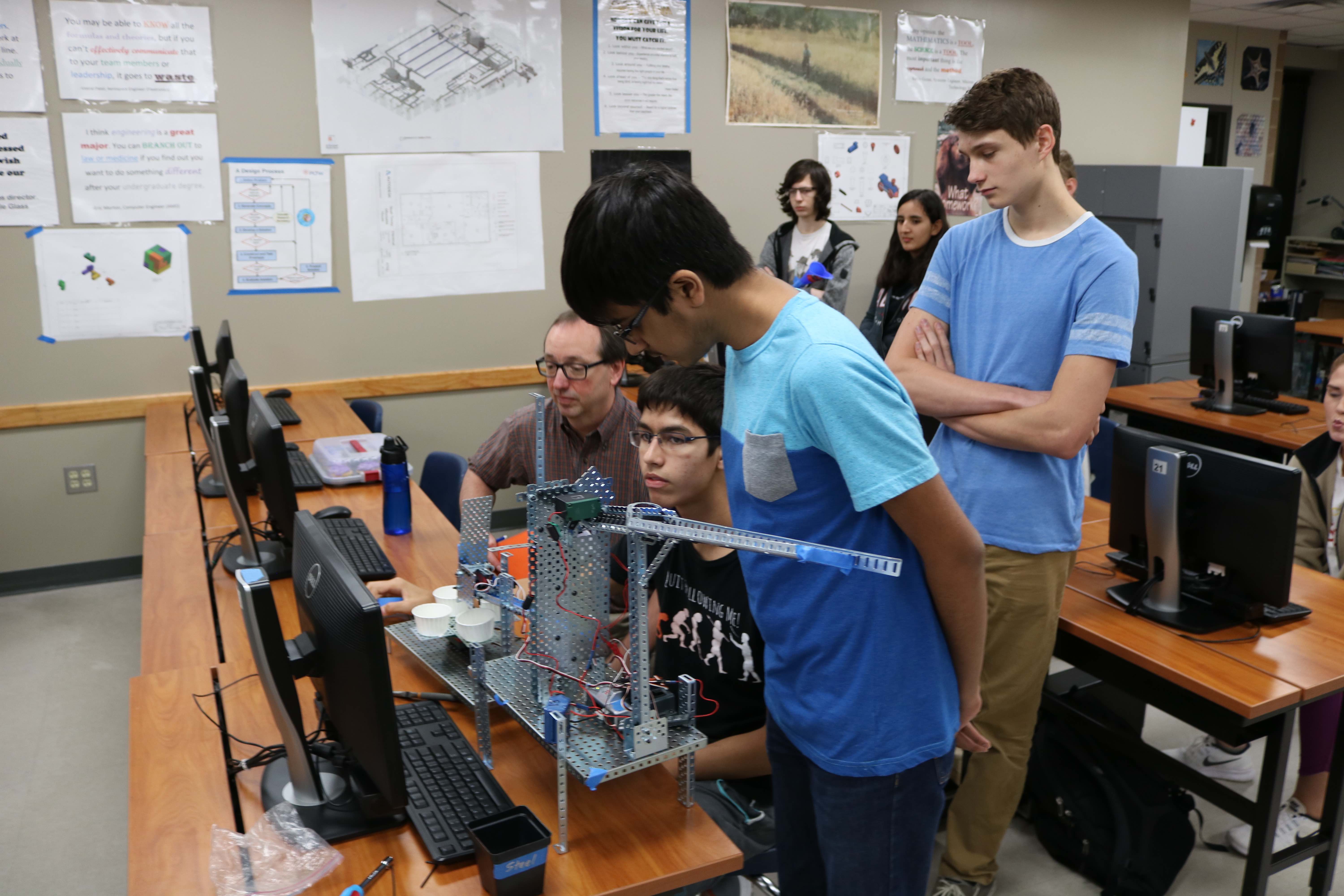 Principles+of+Engineering+Students+Present+Marble-Sorting+Robots