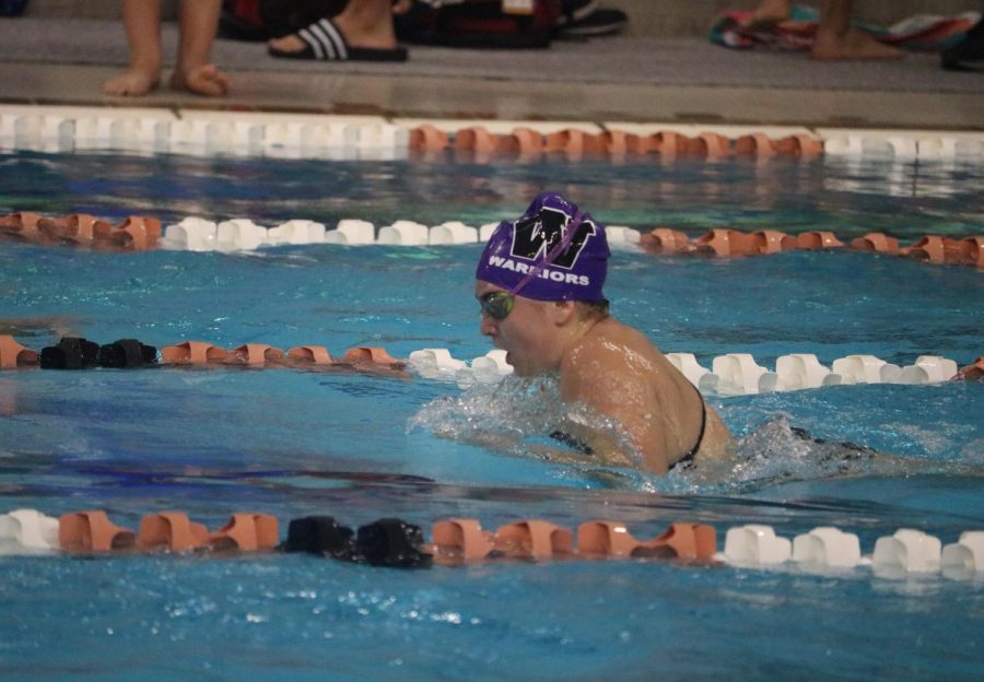 Erica Stubbs 20 swims the breaststroke part of her 200 IM.
