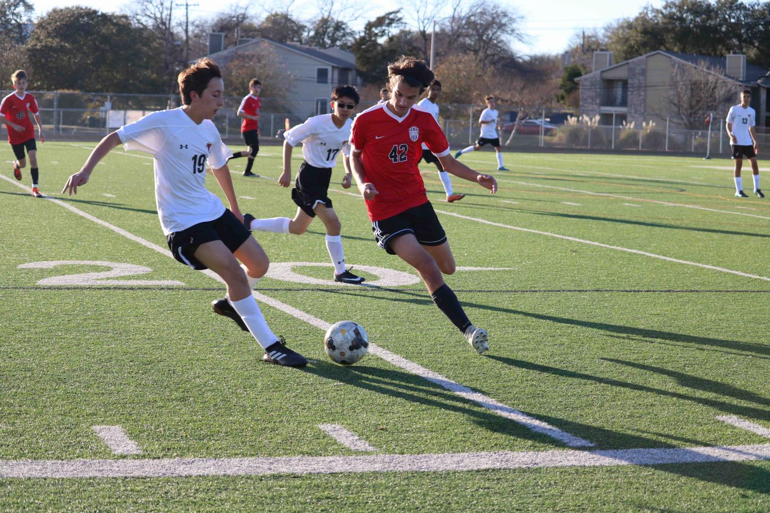 GALLERY%3A+JV+White+Boys+Soccer+Falls+to+Bowie+2-0