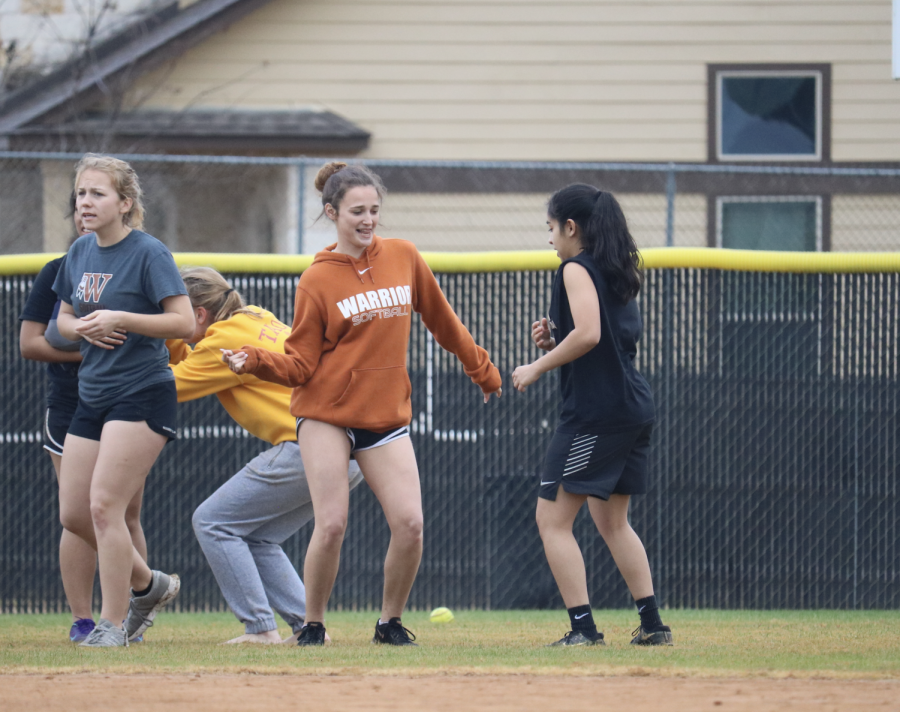 Juniors Chelsea Terranova and Haily Lozano show off their dance moves on the field.
