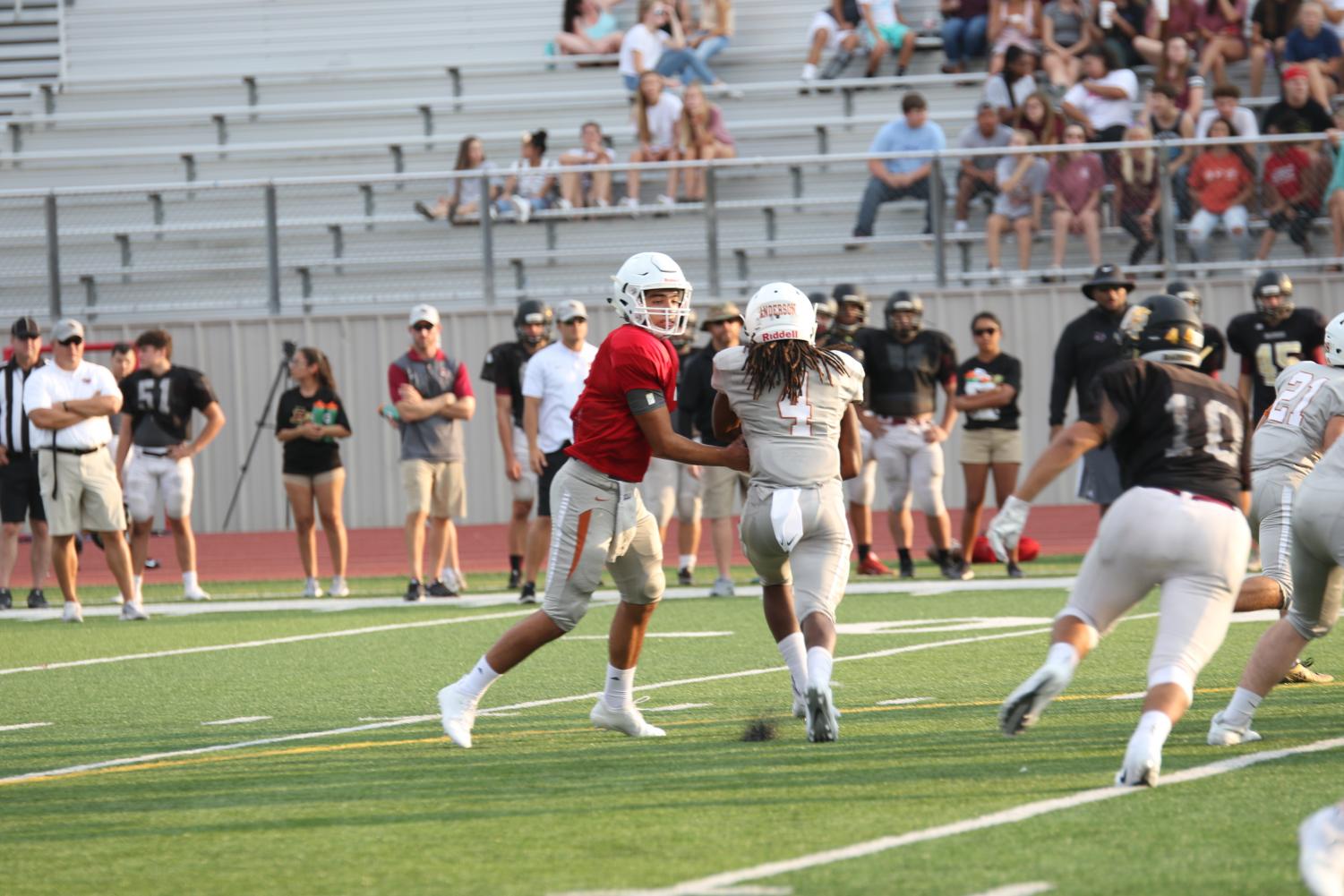 Varsity+Football+Faces+Off+Against+Rouse+Raiders+In+Scrimmage