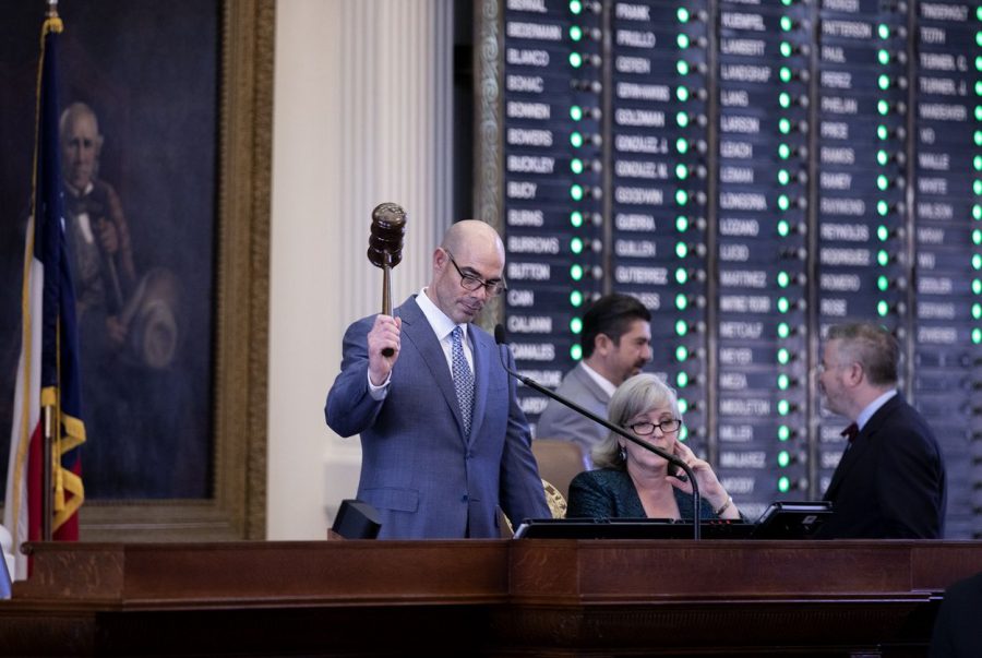 House Speaker Dennis Bonnen presiding over his first votes as speaker of the house. Jan. 9, 2019.