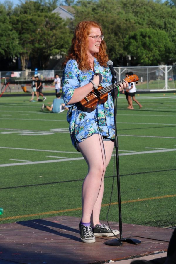 Catherine Wiesehuegel 19 sings her own original song for the talent show. 