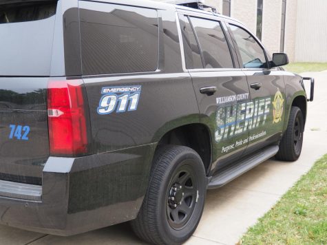 Williamson County Sheriff vehicle parked on Westwood HIgh School campus