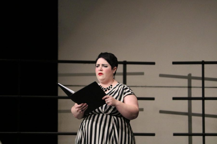 Voice lesson teacher Lauren White-Arthur sings her solo in Salut Printemps. White-Arthur is a voice lesson teacher at Westwood High School. 