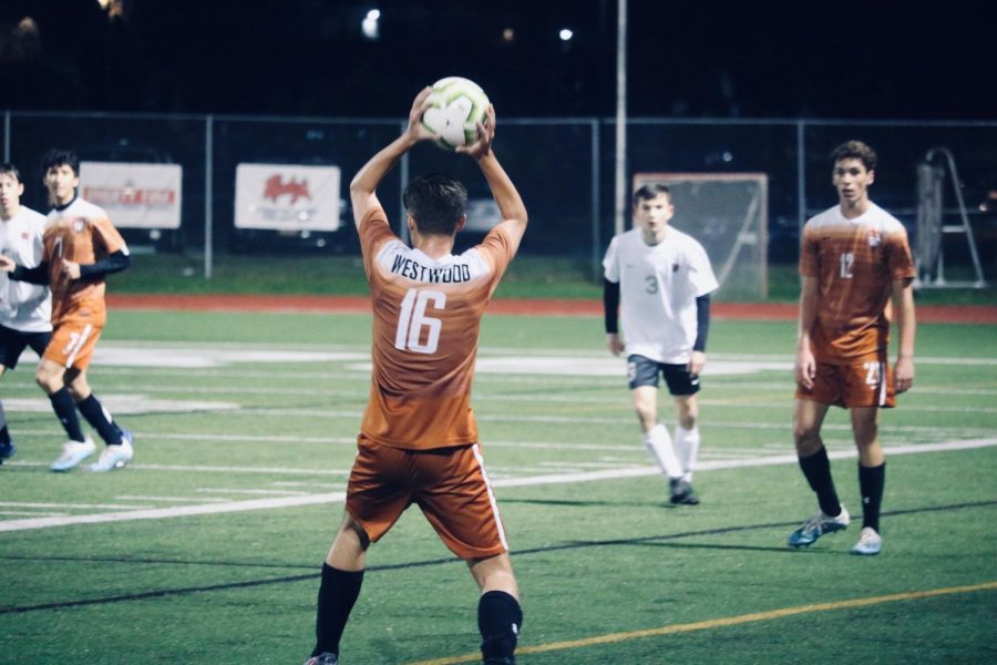 Matthew Jack 22 gets ready to throw the ball back into the field. 
