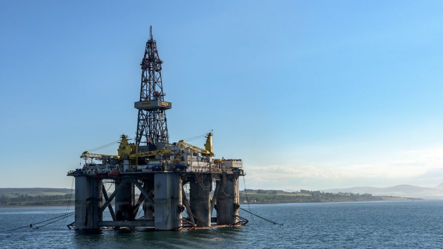 An offshore oil rig pumping crude oil near the coast of Scotland. Photo courtesy of flickr.