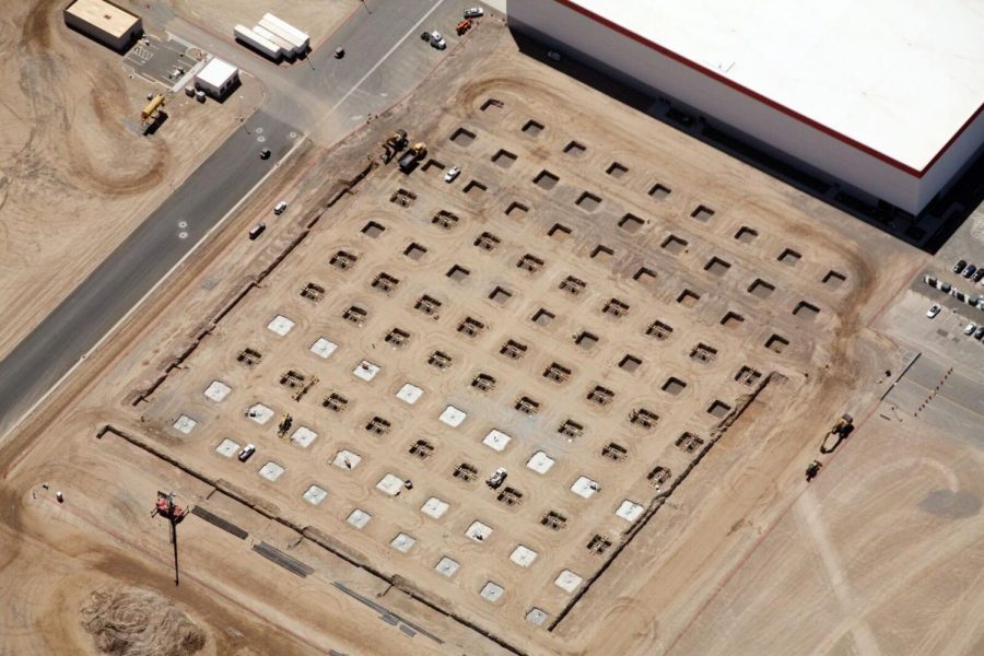 A section of the Tesla Gigafactory under construction in Nevada.