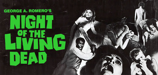 The poster for Night of the Living Dead, showcasing all the lead characters and a few zombies. Image Courtesy of Noire Histoir.