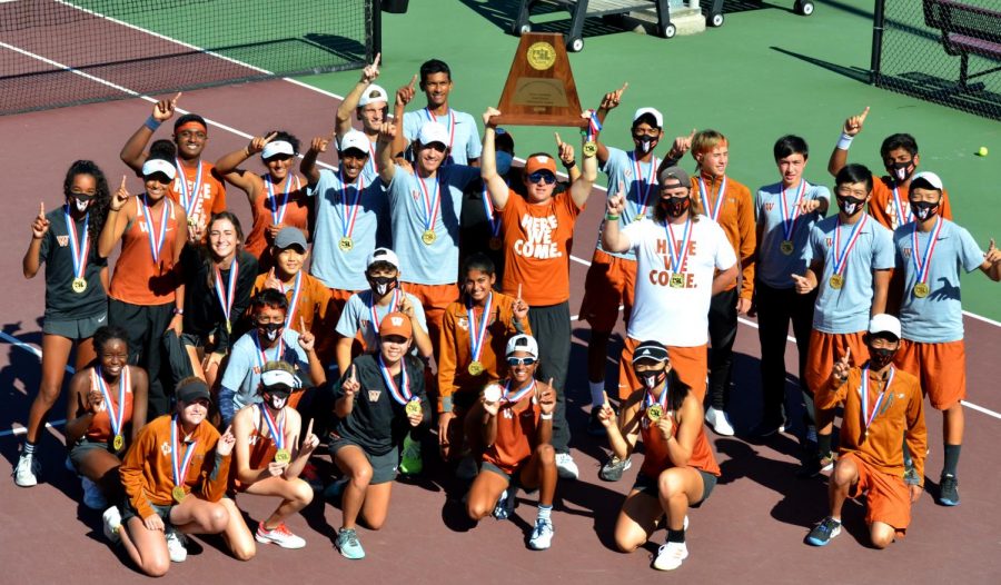 Hoisting the newest championship trophy addition upwards, head coach Travis Dalrymple and the varsity team look upwards, celebrating their second state title win. Taking on Plano West High School, the Warriors would surge through the morning in a thrilling matchup, clinching a 10-3 victory. Watching the joy on the kids faces [when] they worked their tails off and to watch it all come together was amazing. I love this school and this program and I want the same for my players and students, Coach Dalrymple said. Photo courtesy of Antonia Antov. 

