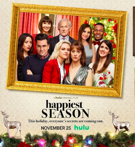 Happiest Season featuring Kristen Stewart and Mackenzie Davis was released on Thursday, Nov. 25. Photo courtesy of @happiestseason.