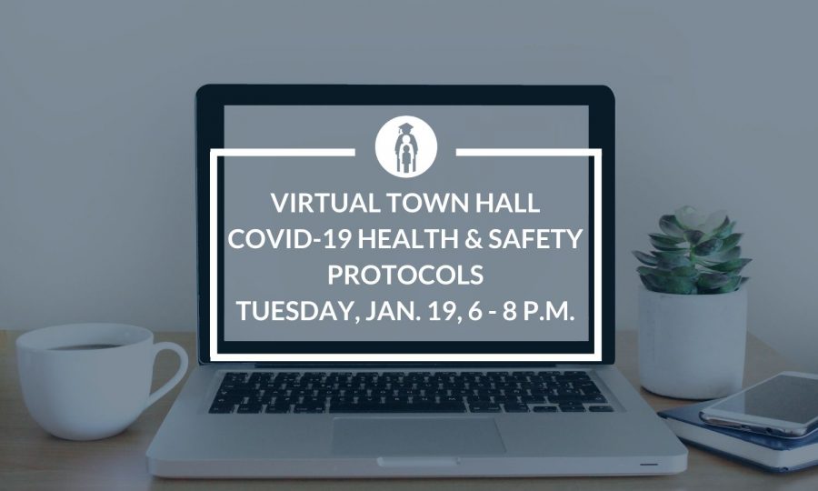 District officials held a virtual town hall on Tuesday, Jan. 19 covering the most recent developments on health and safety protocols to be implemented on campuses. Panelists led a brief presentation and responded to community questions. Photo courtesy of RRISD. 
