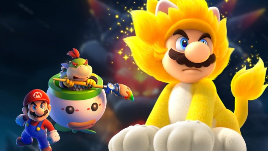 You can transform into Giga Cat Mario in the recently released Super Mario 3D World + Bowsers Fury. Photo courtesy of mynintendonews.com