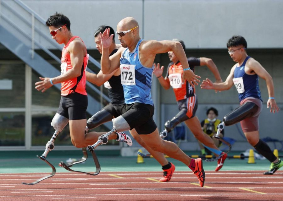 Athletes with prosthetics compete in the 100M dash at the 2020 Paralympics.
Photo courtesy of the Japan Times