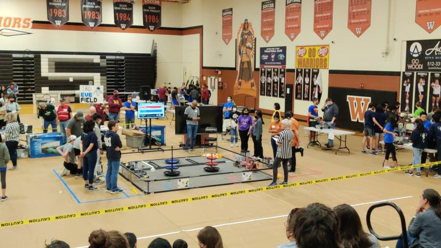 The events at the competition were set up the Field House, with several stations where the robots created were tested to complete different tasks. Various robotics teams from many different schools came to compete against each other. Photo courtesy of Westwood Robotics.