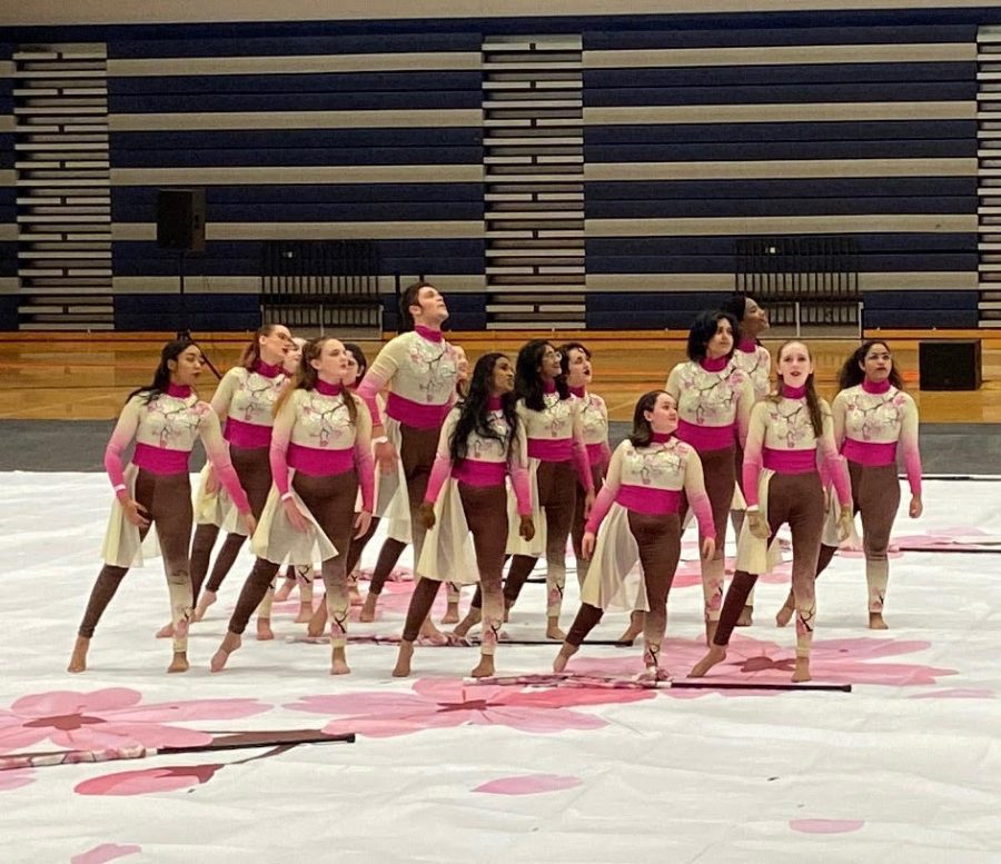JV color guard begins their show with a dance feature. JV placed second and varsity placed fourth at their competition on February 12.