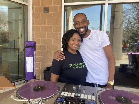 Erika Barnes, founder of the Black Makers Market, poses while at the event with her husband. “It felt really critical that we have a space for Black families and businesses to meet the community,” Barnes said. “and then have folks learn about our creative gifts, our businesses, our brands, I feel like we need to bring that all in one space.”