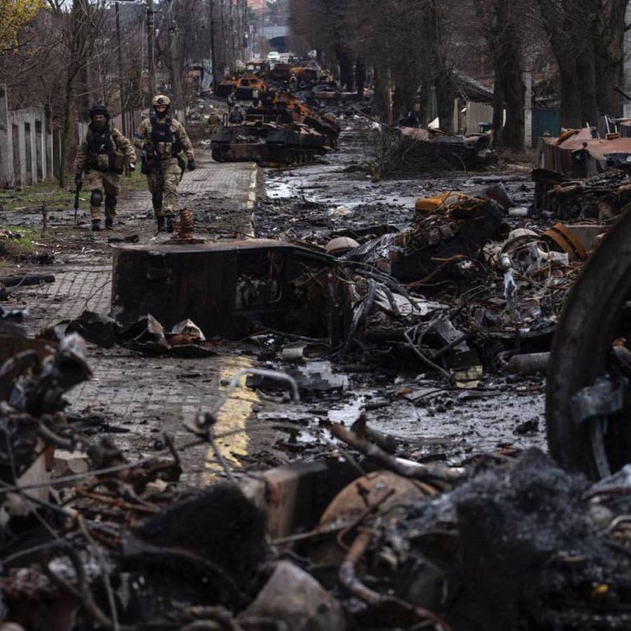 The aftermath of the massacre in Bucha, Ukraine. Photo courtesy of Wikimedia Commons. 