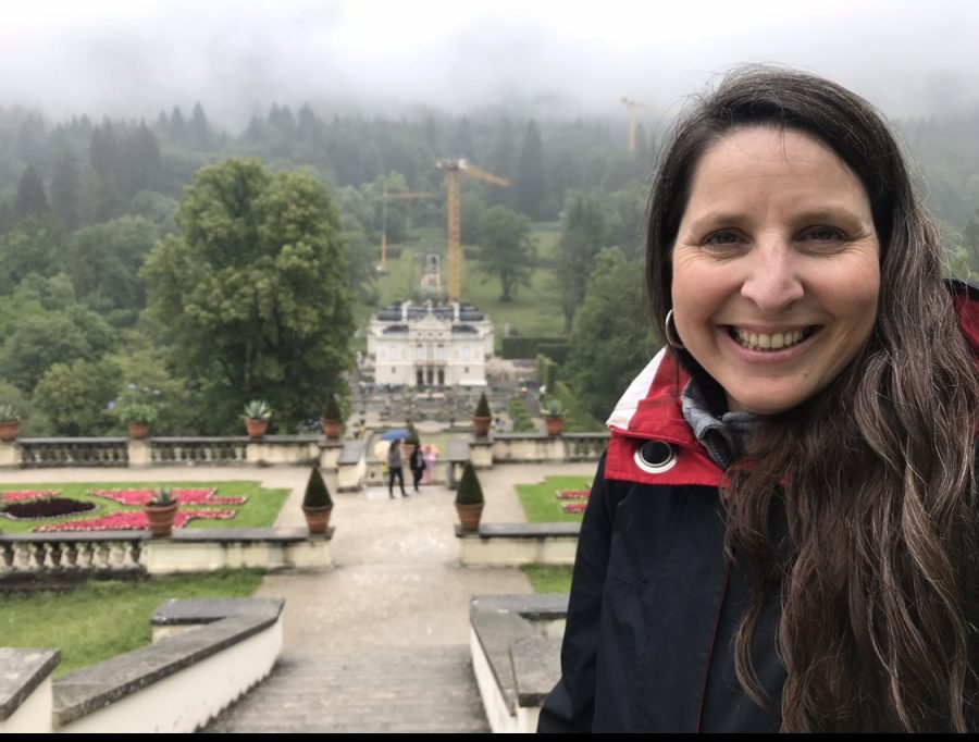 Frau Melgar is pictured at a castle in Bavaria, Germany called Schloss Linderhof. She was traveling to the castle with exchange students in the summer of 2018. 