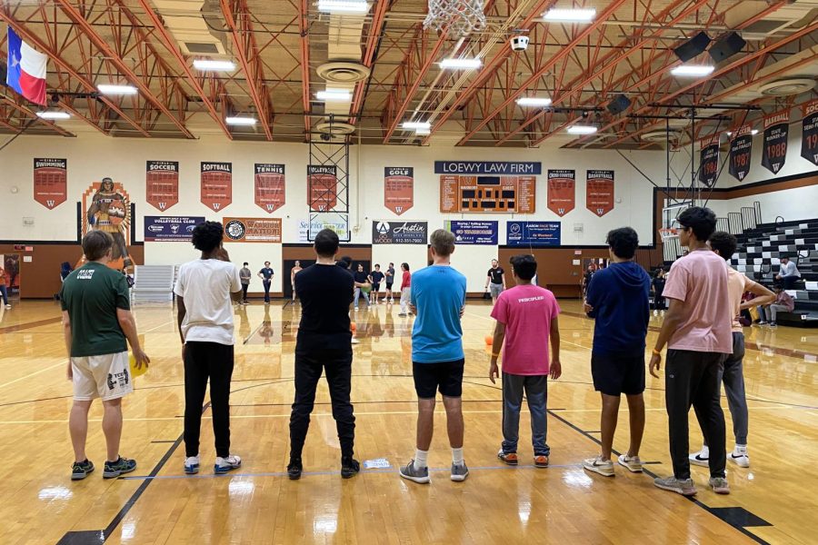 For the second student vs. teacher games, players mixed up their teams slightly. Mr. Dixon and Dr. Plocher joined the student team to continue the competition.