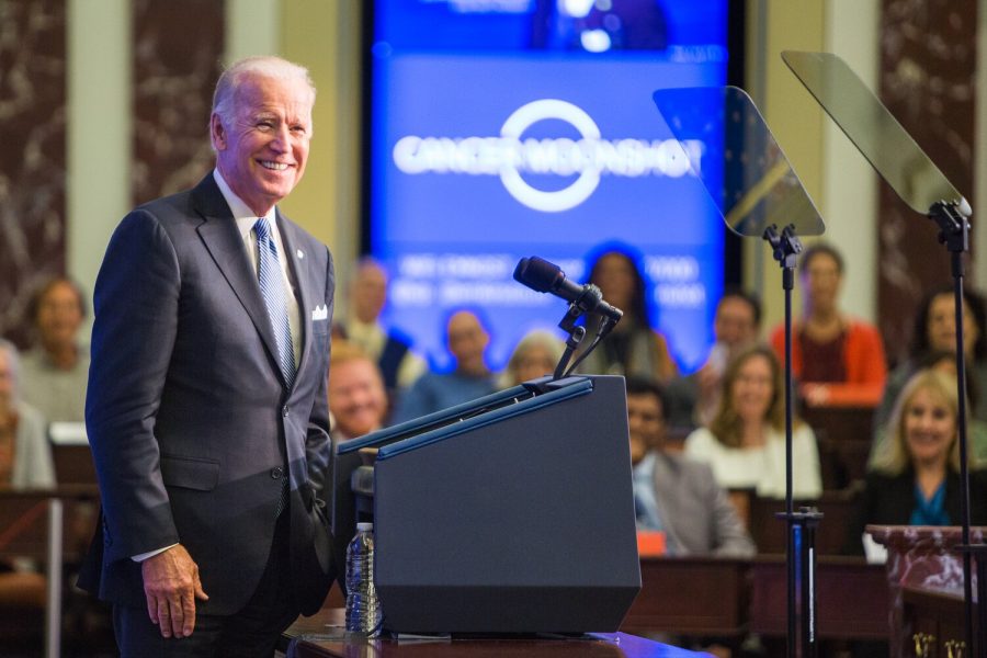 Joe Biden stands to give a speech regarding the future of student debt.
