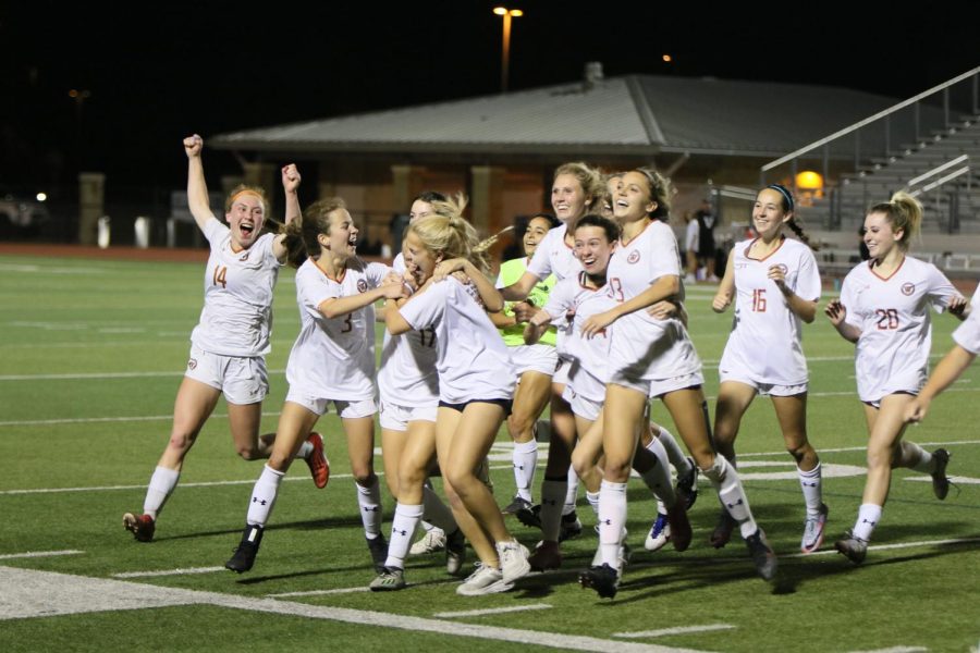 Running up to the stands to celebrate with friends and family, the Warriors are elated by their win. The win was especially important for seniors who had their seasons cut short by Covid in the past and now had the opportunity to play again as a team in the state playoffs.