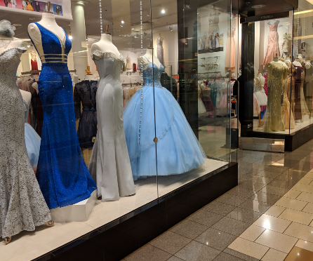 During prom season, students search for many different prom dress styles and colors.