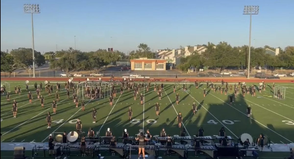The Westwood Warrior Marching Band kicked off their season with their band camp and annual Exhibition performance. They learned parts 1 and 2 of this years show, Birds on a Wire. Photo courtesy of Brittany Dacy