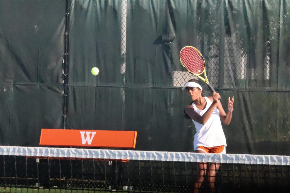 Sanjana Aslesh 26 recovers after a powerful forehand. Aslesh continued the overall trend of the day for the Warriors and ended up winning the match.