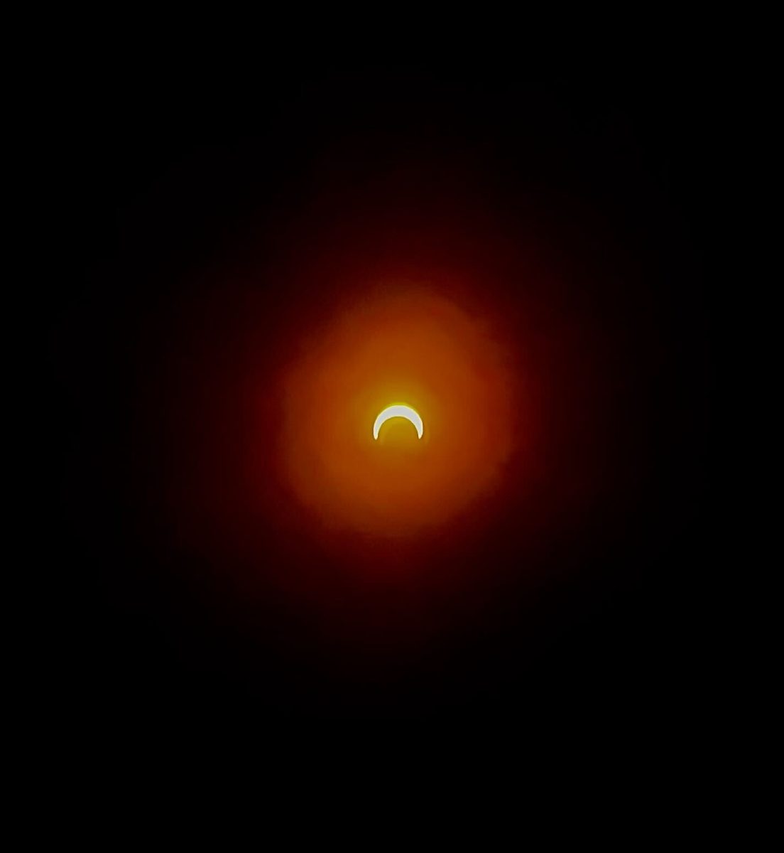 The ring of fire eclipse caused the sun to appear black in the middle with a bright glowing ring around it. Many Austin residents observed the eclipse from right outside their homes.