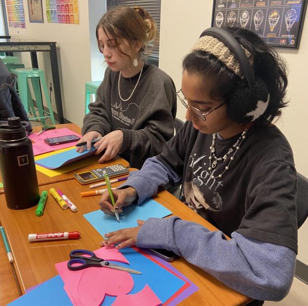 On Thursday, Jan. 25, NHS members gathered in Mr. Shaws room after school to make Valentines Day cards for children with rare or undiagnosed illnesses. After reading short profiles on each child, NHS members created cards tailored to the interests and hobbies of each child. The front of the cards [said] Happy Valentines Day,” Rai Makaraju ‘24 said. “One of [the kids] really likes sheep, so I got to draw baby sheep for them and [write] a little message.”
