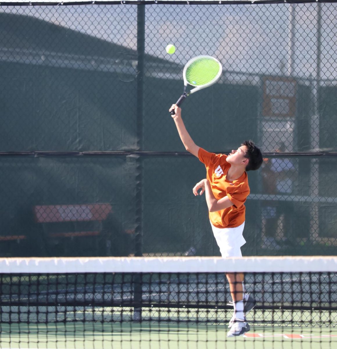 Ball in the air, Marcus Fung ’28 jumps up, preparing to hit a serve. He and his duo were able to play skillfully during the doubles matches. “Mostly everyone’s winning, [but] I think [overall] there was a lot to improve on,” Singh said. “While you play, you just have to run to every ball [and] get it in somehow.”