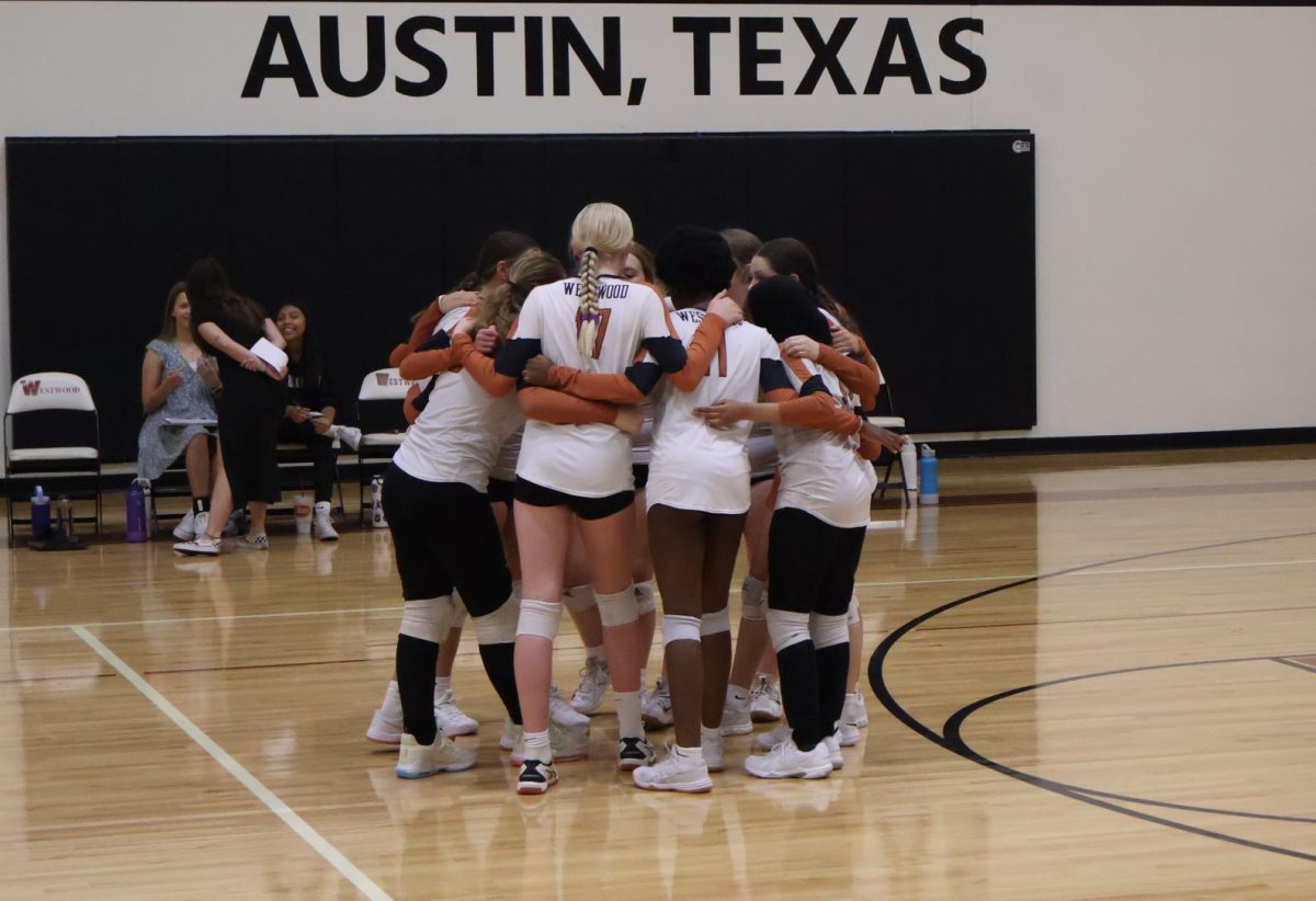 Before their second set in their game against the Vandergrift Vipers on Tuesday, Aug. 27, the freshman volleyball team huddle to discuss a new strategy to try and pull ahead of the Vipers. “It’s fun to play [against] schools who are known for being good because it helps us get better as a team,” Kareem said. Despite their consecutively impressive rallies, the team ultimately lost 16-25.