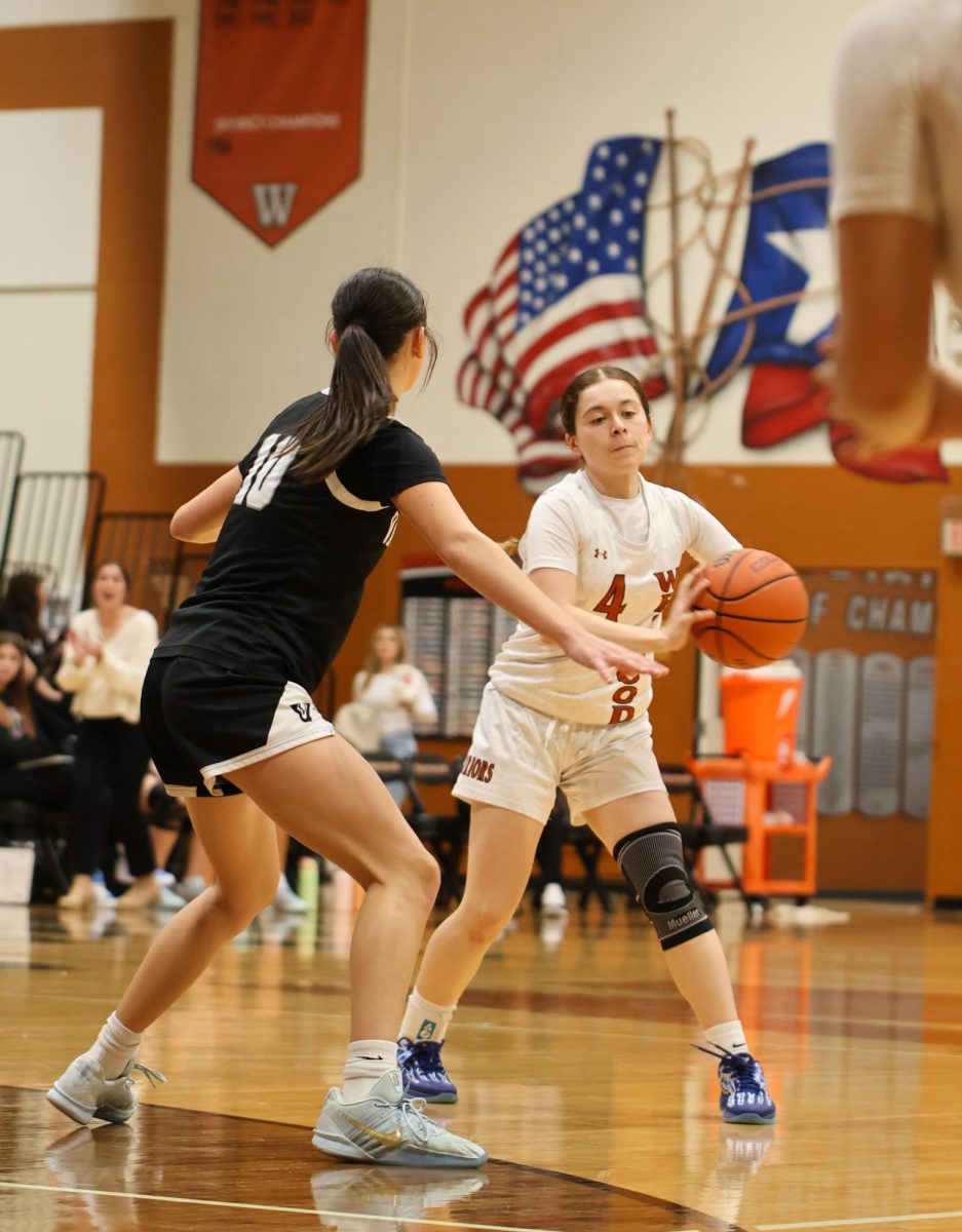 Thinking fast, Alexa Rodriguez '26 pivots away from a Viper. Both teams were evenly-matched, showing off strong defense throughout each quarter.