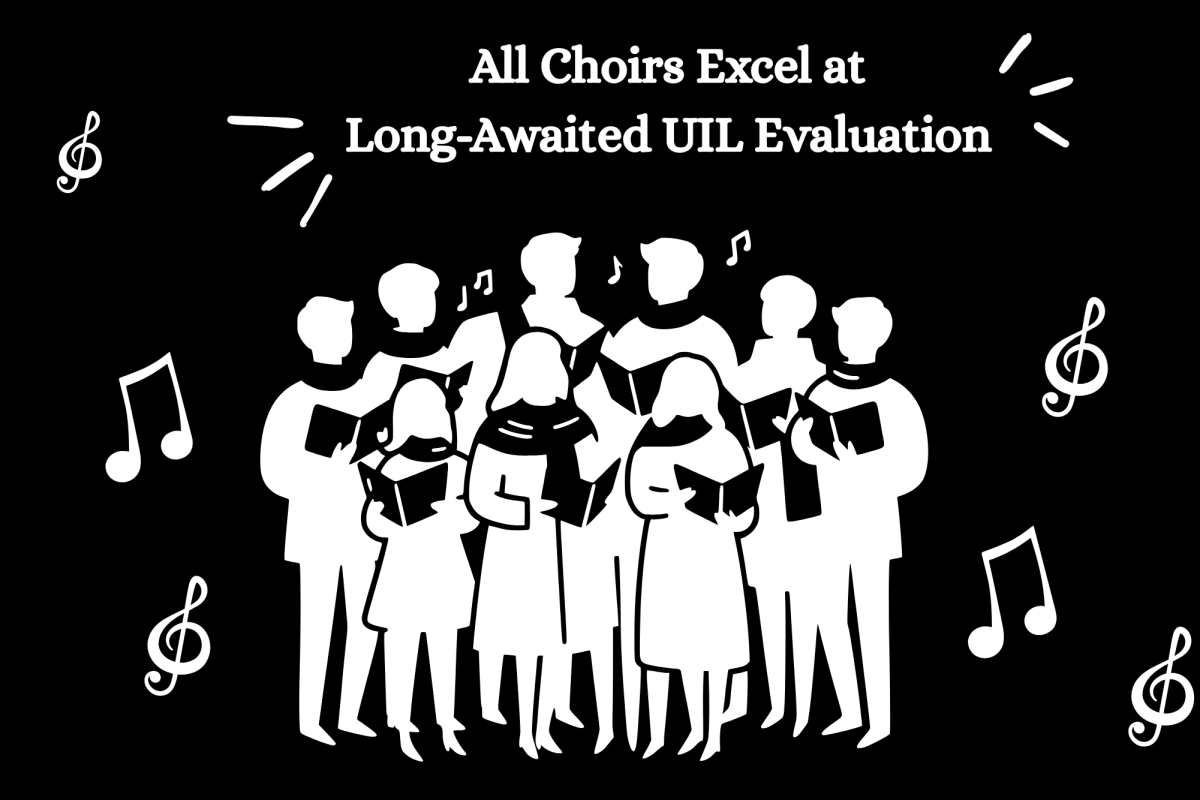 After months of preparation, all choirs set out to compete at the University Interscholastic League (UIL) Concert & Sight Reading Evaluation on Monday, March 9 through Tuesday, March 10. It was an undeniable success that brought many trophies and plaques home to the choir room.